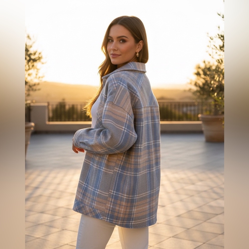 Boston Traders Blue and Tan Plaid Jacket